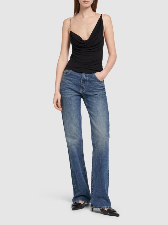 Dsquared2: Jersey draped top - Black - women_1 | Luisa Via Roma