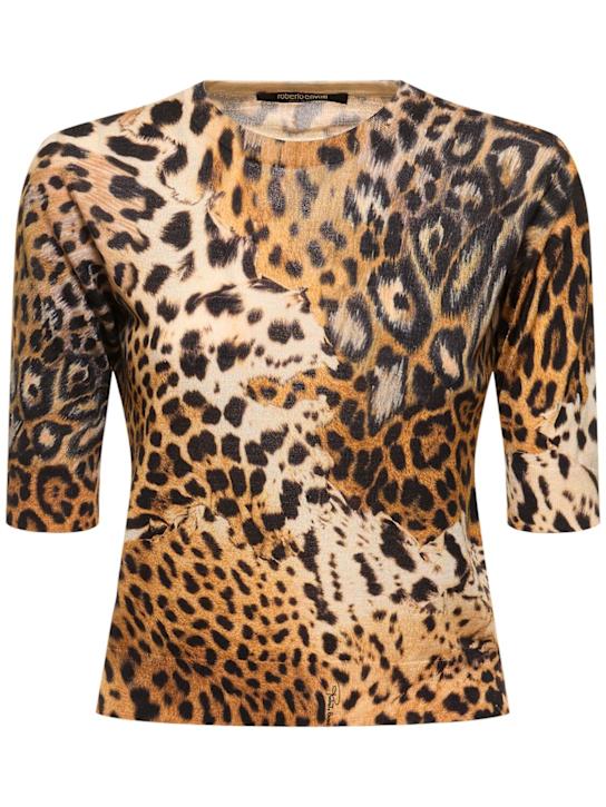 Roberto Cavalli: Printed wool & silk top - women_0 | Luisa Via Roma