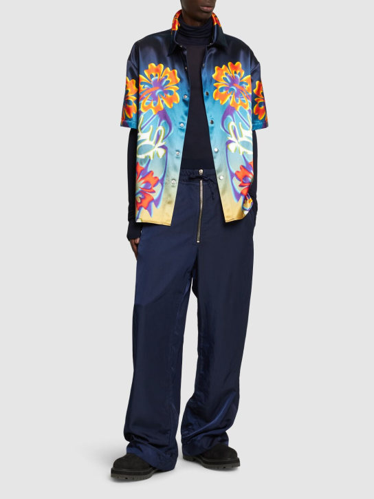 Bluemarble: Hibiscus viscose & cotton s/s shirt - Multicolor - men_1 | Luisa Via Roma
