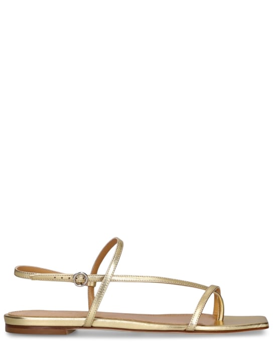 Aeyde: 10mm Ella leather laminated sandals - Laminated Gold - women_0 | Luisa Via Roma