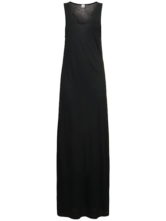 Toteme: Scoop neck viscose jersey long dress - women_0 | Luisa Via Roma