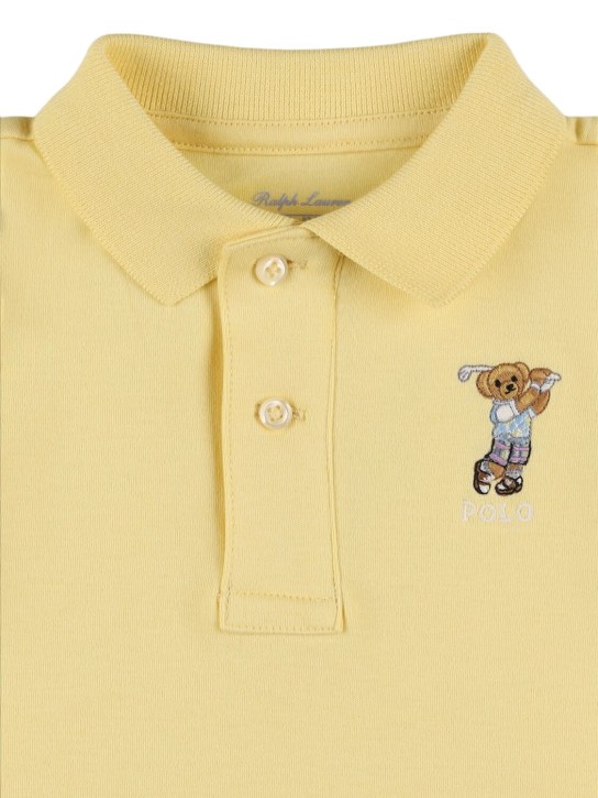 Ralph Lauren: Cotton piquet polo shirt & shorts - Yellow - kids-boys_1 | Luisa Via Roma