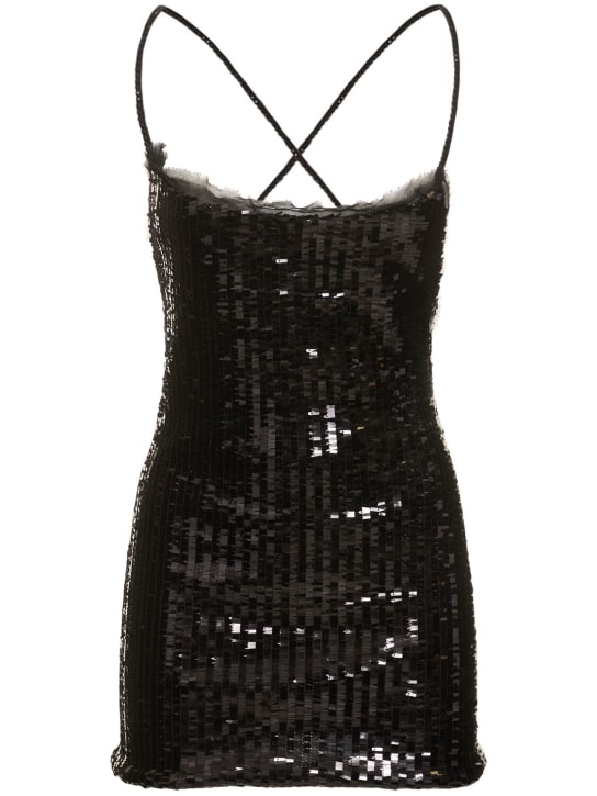 Roberto Cavalli: Sequined mini dress - Siyah - women_0 | Luisa Via Roma