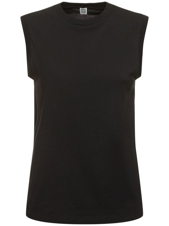 Toteme: Sleeveless organic cotton jersey top - Black - women_0 | Luisa Via Roma