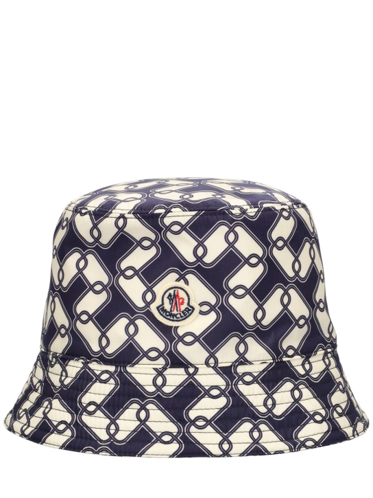 Moncler: Nylon bucket hat - Blue/White - women_0 | Luisa Via Roma