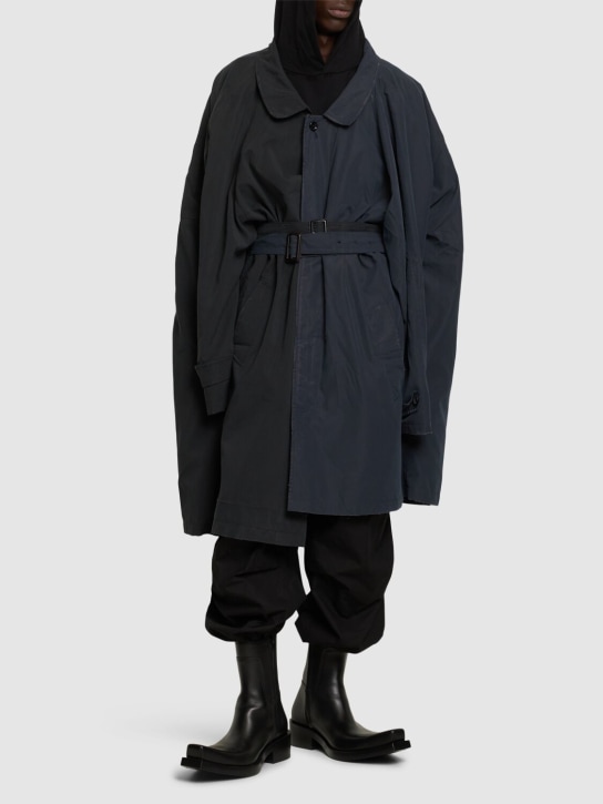 Balenciaga: 双袖不对称大衣 - 黑色 - men_1 | Luisa Via Roma