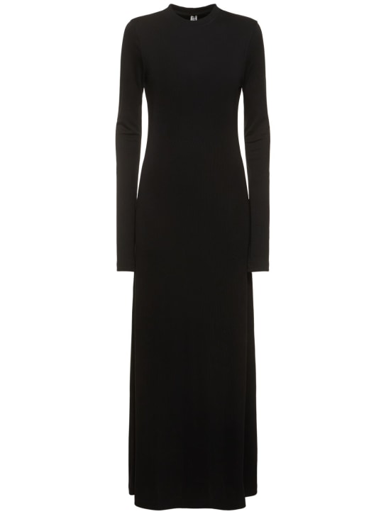 Toteme: 大廓型科技织物平纹针织长款连衣裙 - 黑色 - women_0 | Luisa Via Roma