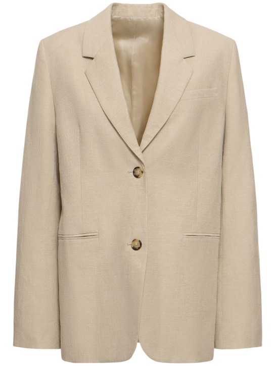 Toteme: Tailored suit linen blend jacket - Beige - women_0 | Luisa Via Roma