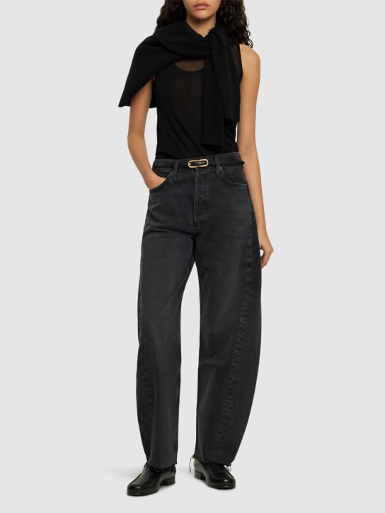 Agolde: Luna pieced cotton denim jeans - Black - women_1 | Luisa Via Roma