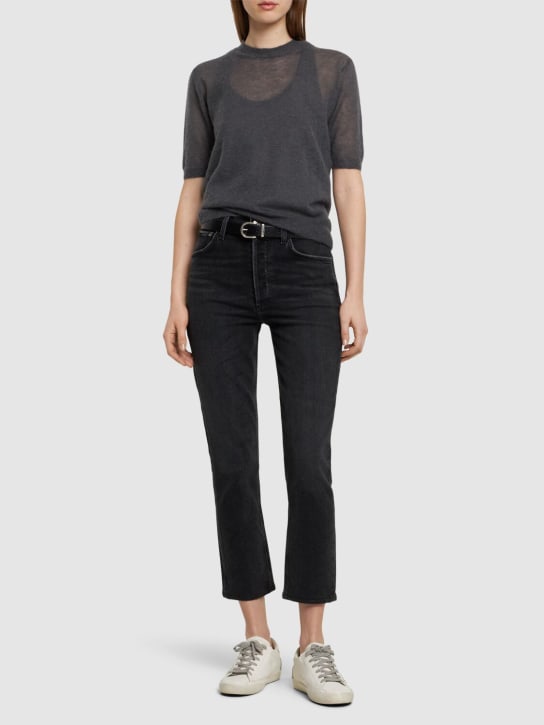 Agolde: Riley organic cotton straight jeans - Black - women_1 | Luisa Via Roma