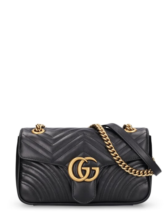 Gucci: Small GG Marmont 2.0 leather bag - Siyah - women_0 | Luisa Via Roma