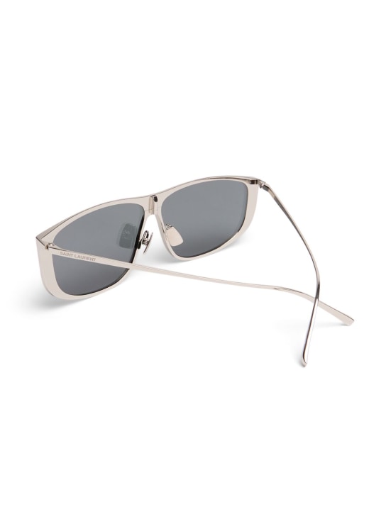 Saint Laurent: Luna metal sunglasses - Silver - men_1 | Luisa Via Roma
