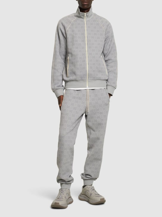 Gucci: GG details nylon zip-up jacket - Light Grey - men_1 | Luisa Via Roma