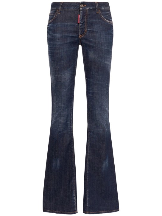 Dsquared2: Medium rise denim flared jeans - Dark Blue - women_0 | Luisa Via Roma