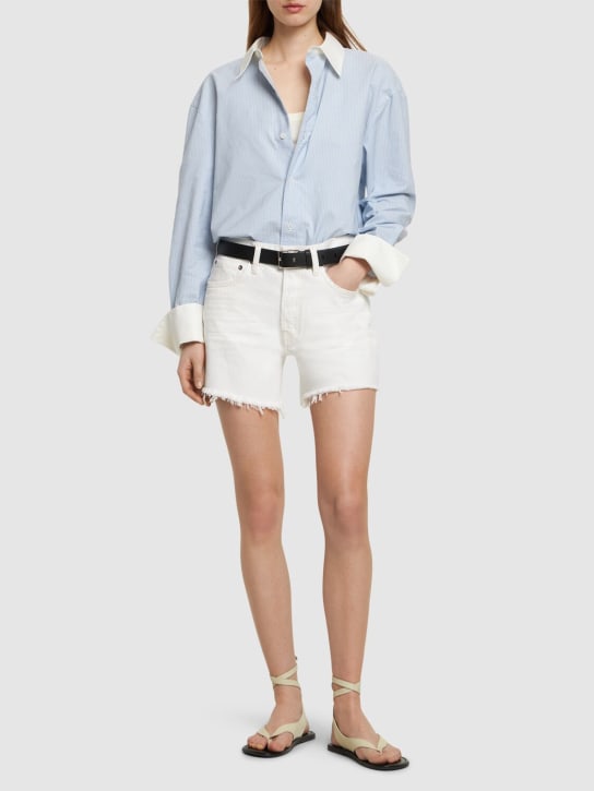 Agolde: Parker long cotton denim shorts - Beyaz - women_1 | Luisa Via Roma