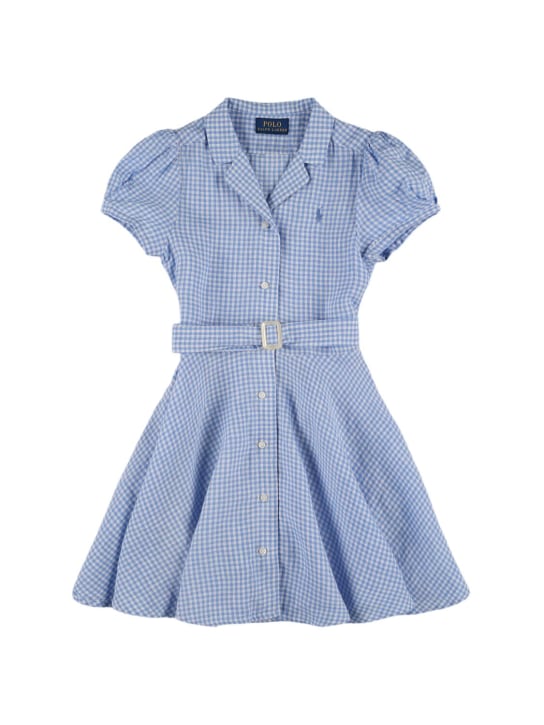 Ralph Lauren: Linen shirt dress w/belt - Light Blue - kids-girls_0 | Luisa Via Roma