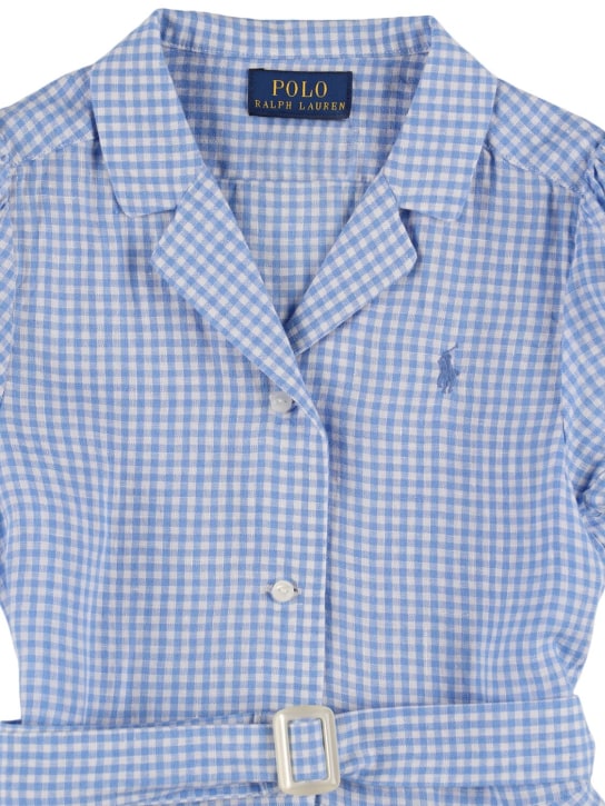 Polo Ralph Lauren: Robe chemise en lin avec ceinture - Bleu Clair - kids-girls_1 | Luisa Via Roma