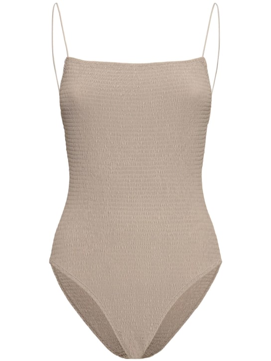 Toteme: Smocked one piece swimsuit - Grey - women_0 | Luisa Via Roma