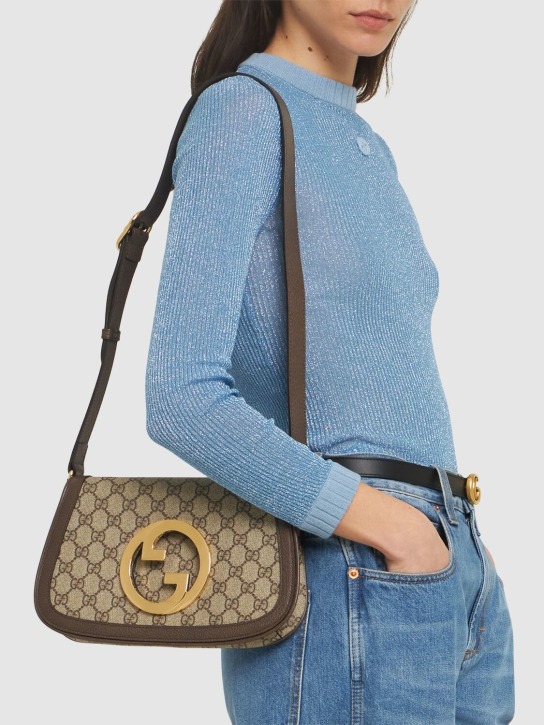 Gucci: Blondie GG Supreme shoulder bag - Beige Ebony - women_1 | Luisa Via Roma