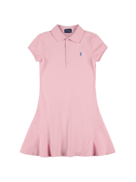 Ralph Lauren: Cotton blend piquet polo dress - Pink - kids-girls_0 | Luisa Via Roma