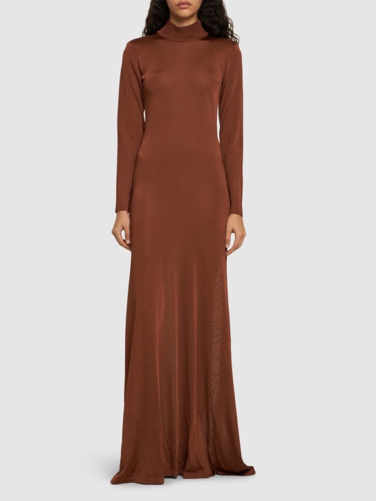 Tom Ford: Compact slinky viscose long dress - Brown - women_1 | Luisa Via Roma