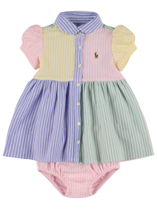 Polo Ralph Lauren: Color block poplin dress & diaper cover - Multicolor - kids-girls_0 | Luisa Via Roma