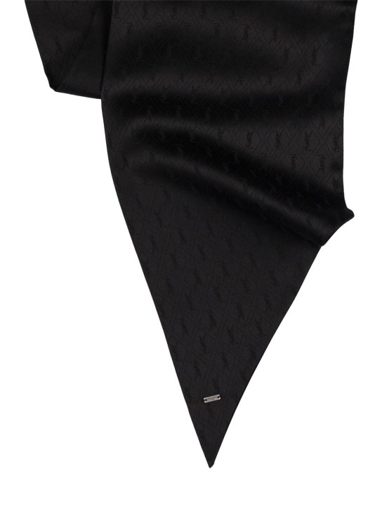 Saint Laurent: Levalliere logo silk scarf - men_1 | Luisa Via Roma