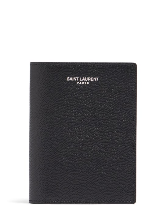 Saint Laurent: Logo leather wallet - Black - men_0 | Luisa Via Roma