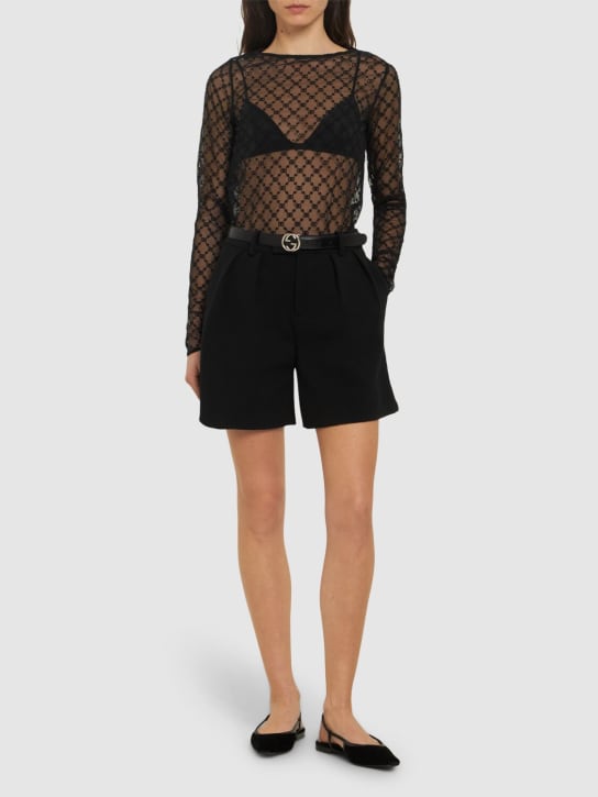 Gucci: Embroidered tulle top - Black - women_1 | Luisa Via Roma