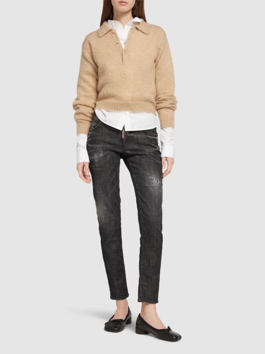 Dsquared2: Jeans skinny de denim con cintura baja - Negro - women_1 | Luisa Via Roma