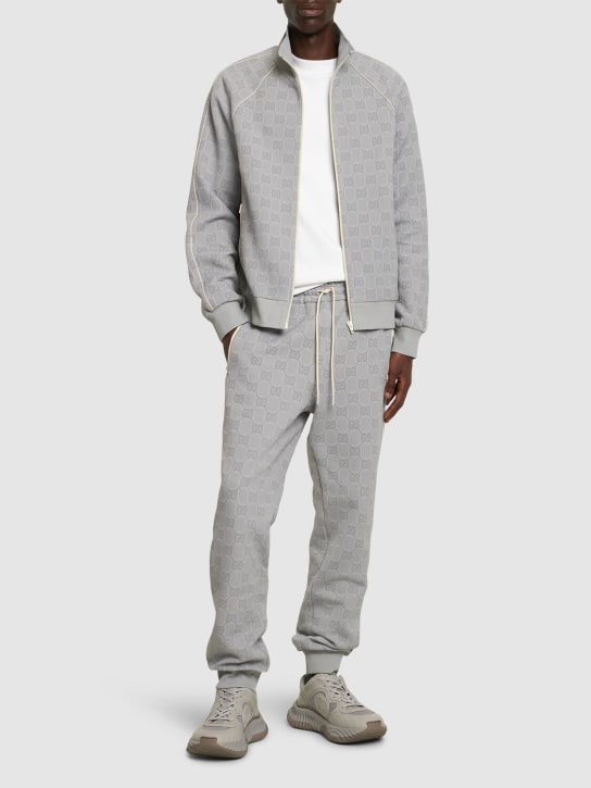 Gucci: GG detail nylon track pants - Light Grey - men_1 | Luisa Via Roma