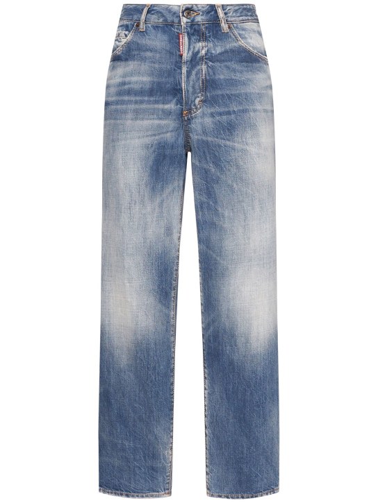 Dsquared2: Boston high rise denim straight jeans - Blue - women_0 | Luisa Via Roma