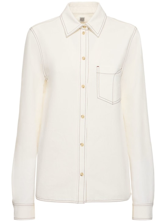 Toteme: Tumbled organic cotton shirt - Beyaz - women_0 | Luisa Via Roma