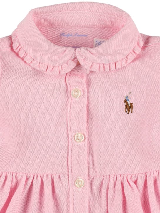 Ralph Lauren: Cotton piqué dress & diaper cover - Pink - kids-girls_1 | Luisa Via Roma