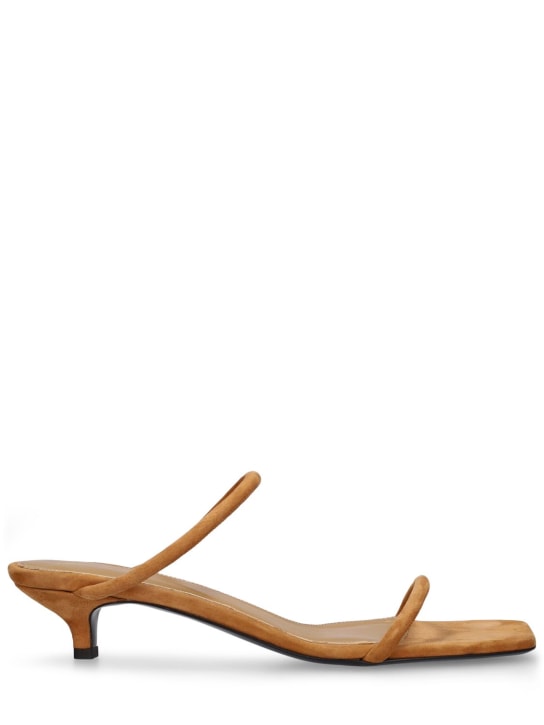 Toteme: 35mm The Minimalist suede sandals - Caramel - women_0 | Luisa Via Roma