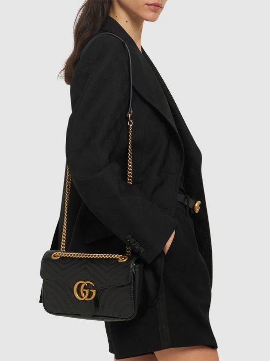 Gucci: Sac petit format en cuir GG Marmont 2.0 - Noir - women_1 | Luisa Via Roma