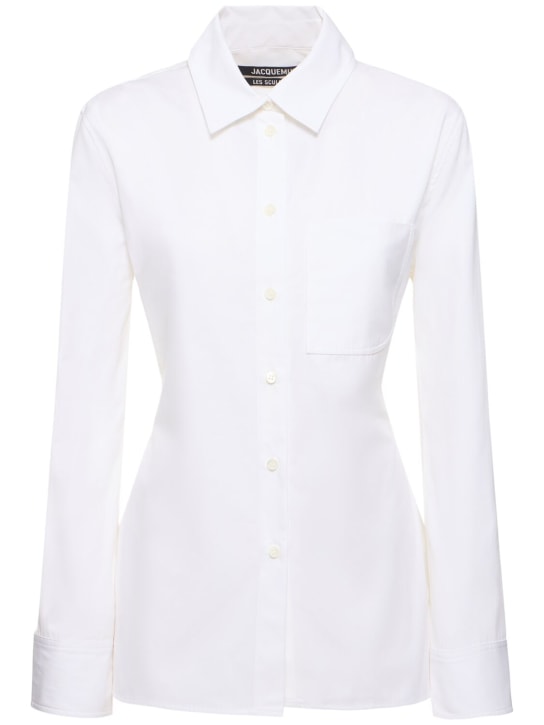 Jacquemus: Camisa de algodón con espalda abierta - Blanco - women_0 | Luisa Via Roma