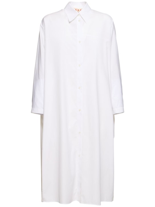 Marni: 棉质府绸长袖迷笛衬衫裙 - 白色 - women_0 | Luisa Via Roma