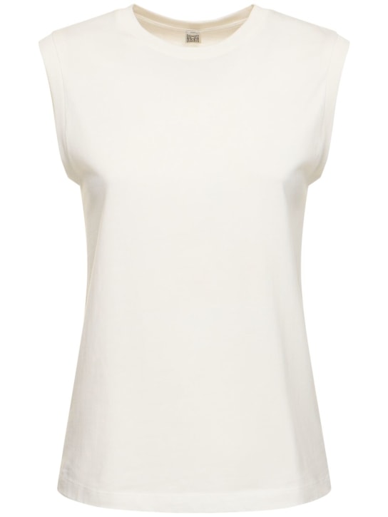 Toteme: Sleeveless organic cotton jersey top - Beyaz - women_0 | Luisa Via Roma