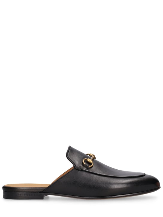 Gucci: 10毫米Princetown皮革穆勒鞋 - 黑色 - women_0 | Luisa Via Roma