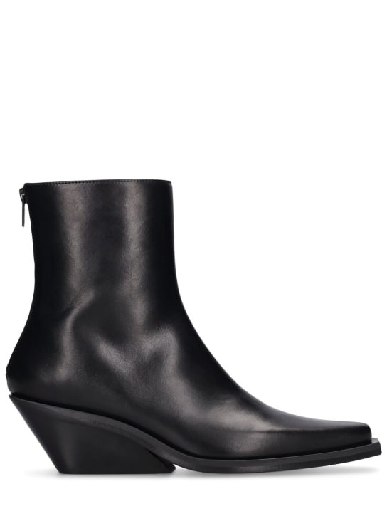 Ann Demeulemeester: 55mm Rumi leather cowboy ankle boots - Siyah - women_0 | Luisa Via Roma
