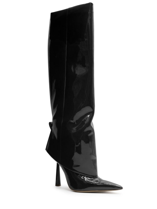 Gia Borghini: 100mm Ros31 faux leather tall boots - Siyah - women_1 | Luisa Via Roma