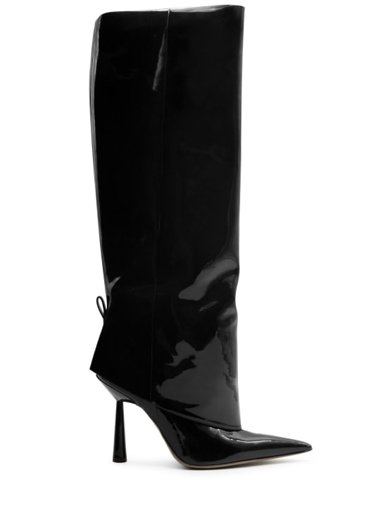 Gia Borghini: 100mm Ros31 faux leather tall boots - Black - women_0 | Luisa Via Roma