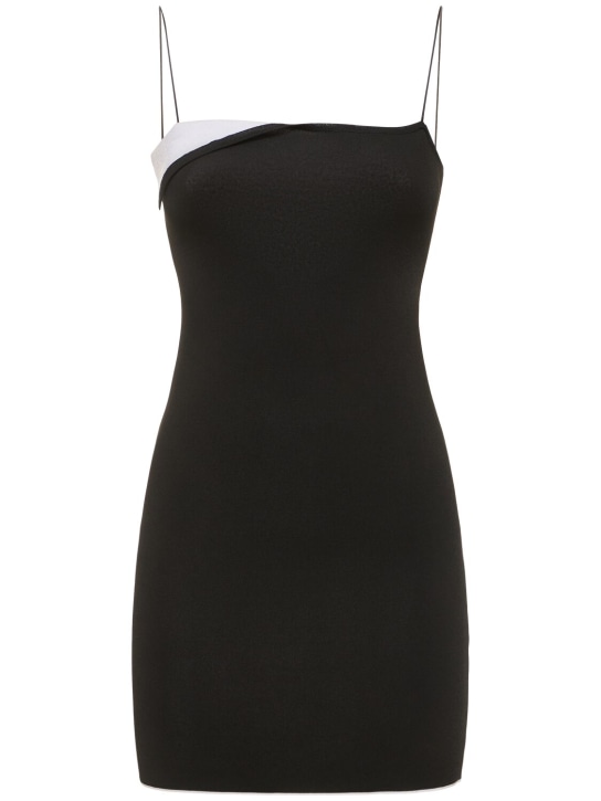 Jacquemus: La Mini Robe Aro knit mini dress - Siyah/Beyaz - women_0 | Luisa Via Roma