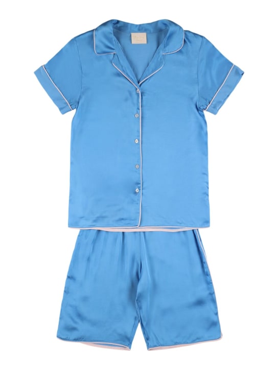 Story Loris: Pyjama à manches courtes en viscose mélangée - Bleu - kids-girls_0 | Luisa Via Roma