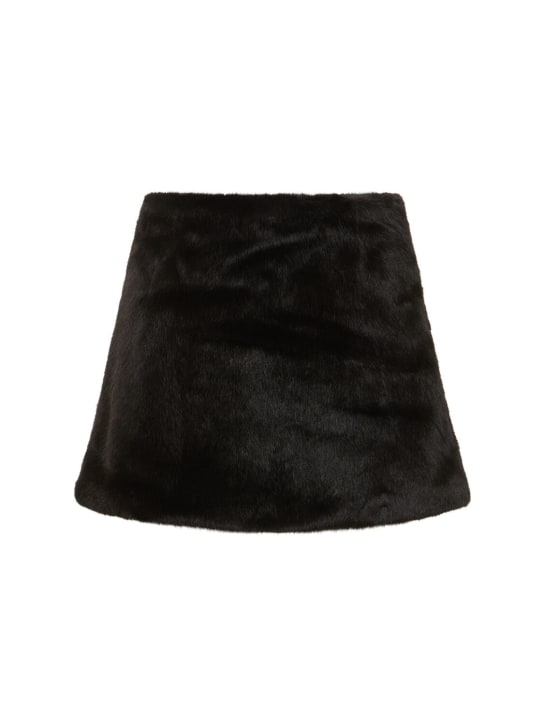 Weworewhat: Faux fur mini skirt - Siyah - women_0 | Luisa Via Roma