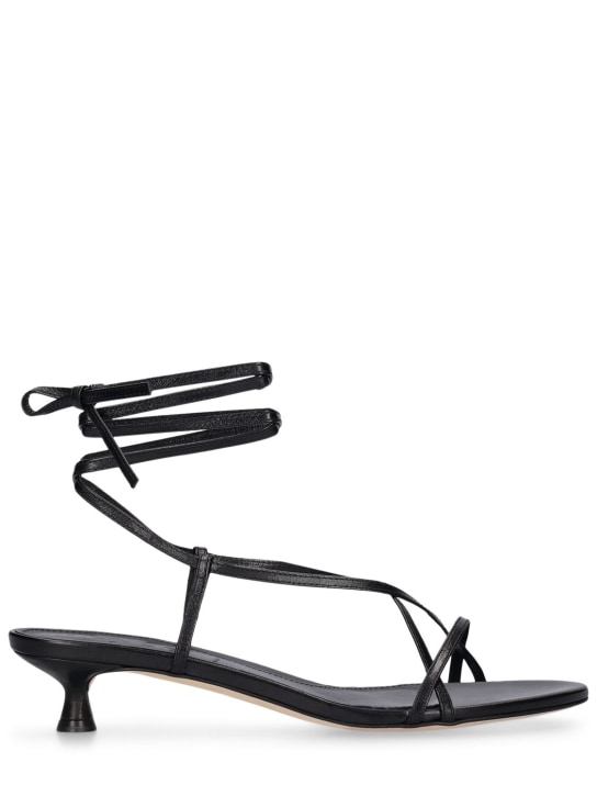 Aeyde: 35mm Paige nappa leather lace-up sandals - Black - women_0 | Luisa Via Roma