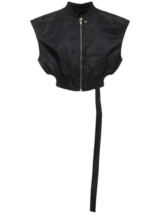 Rick Owens DRKSHDW: Sleeveless nylon cropped bomber jacket - Black - women_0 | Luisa Via Roma