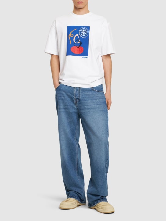 Jacquemus: Camiseta de algodón con estampado - Multicolor - men_1 | Luisa Via Roma