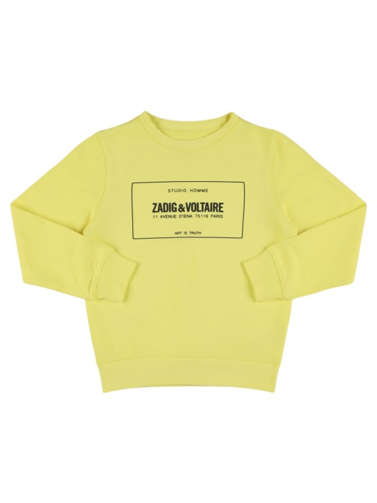 Zadig&Voltaire: Sweat-shirt en coton mélangé à col rond - Jaune - kids-boys_0 | Luisa Via Roma